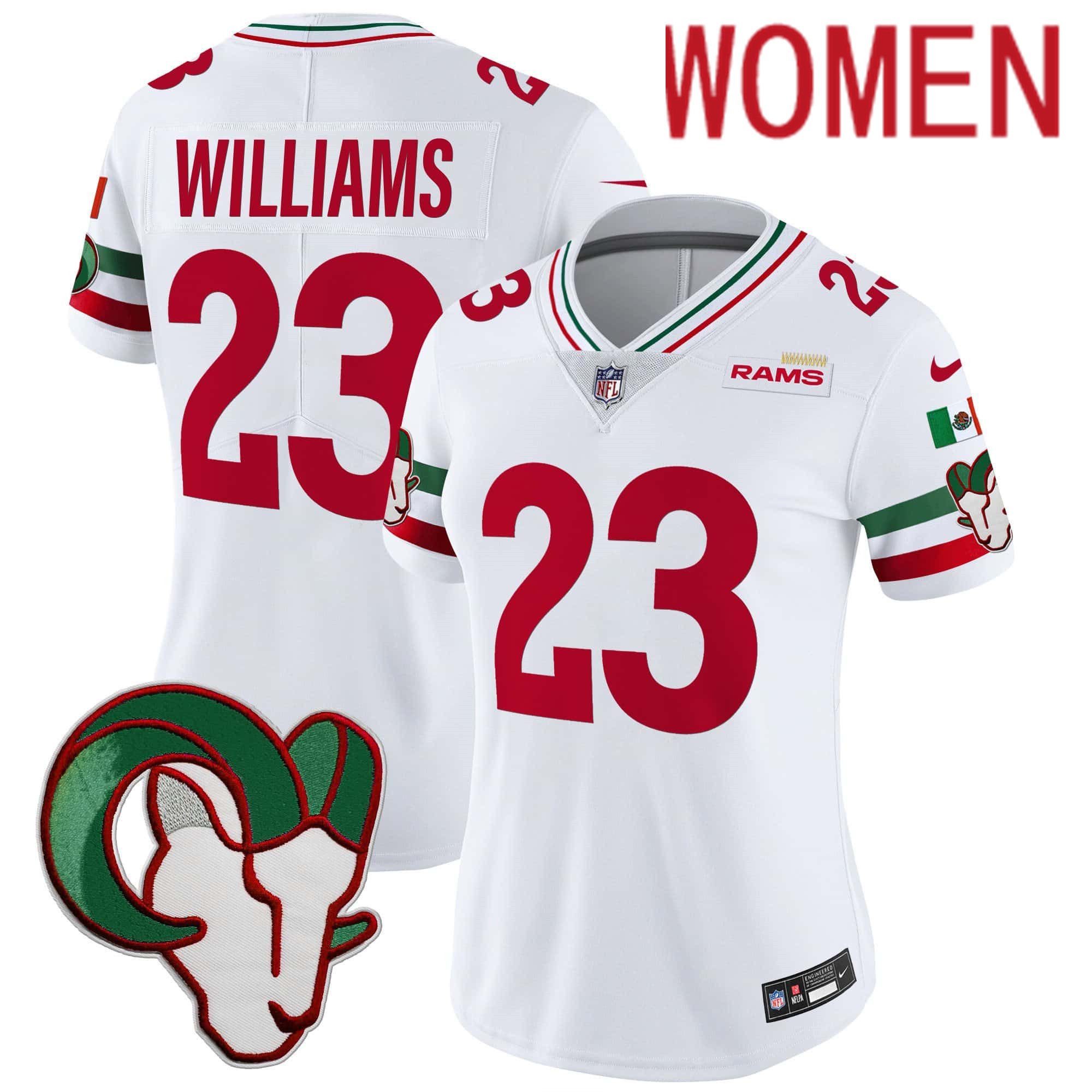 Women Los Angeles Rams #23 Williams White 2024 Nike Mexico Vapor Limited NFL Jersey